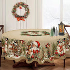 Vintage-Weihnachtstischdecke, Weihnachtsmann, Schneemann, Tischdecke, Weihnachtsdekoration für Zuhause, 2025, Weihnachtsgeschenke, Navidad Noel, Neujahr 2026
