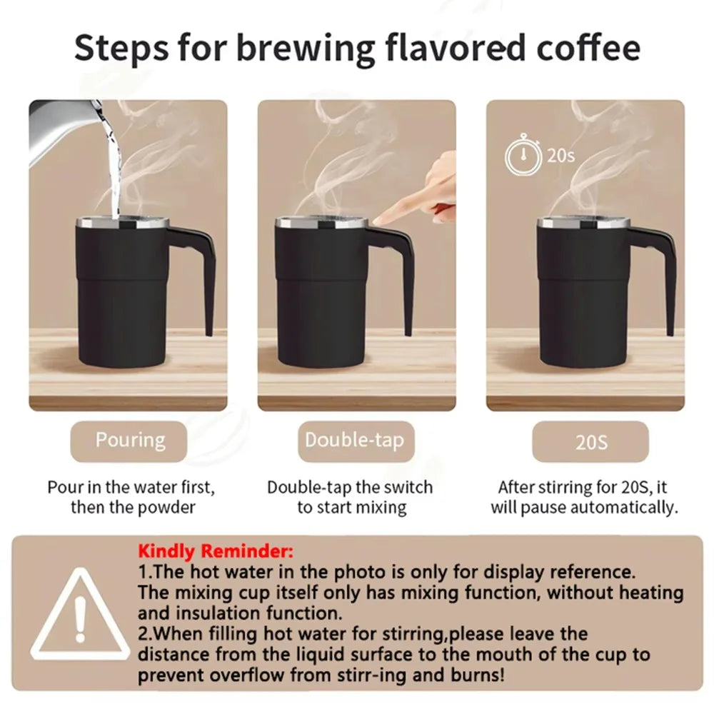 380ML Mini Elektrische Kaffeetasse Rotierenden Mixer Mit Abdeckung Automatische Mischbecher Wärmer LED Temperatur Display