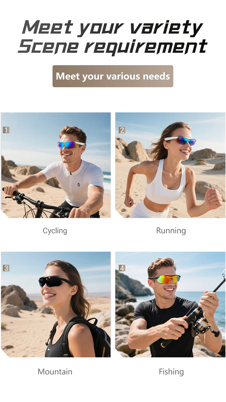 Intelligente Bluetooth-Brille zum Musikhören, Telefonanrufe, Radfahren, Sport, Kopfhörer, UV-Schutz, Intelligenz, Sonnenbrille für Männer und Frauen