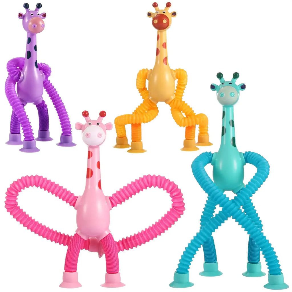 Kinder Saugnapf Spielzeug Pop Tubes Stress Relief Teleskop Giraffe Hand Spielzeug Sensorischen Faltenbalg Spielzeug Anti-stress Squeeze Spielzeug geschenk