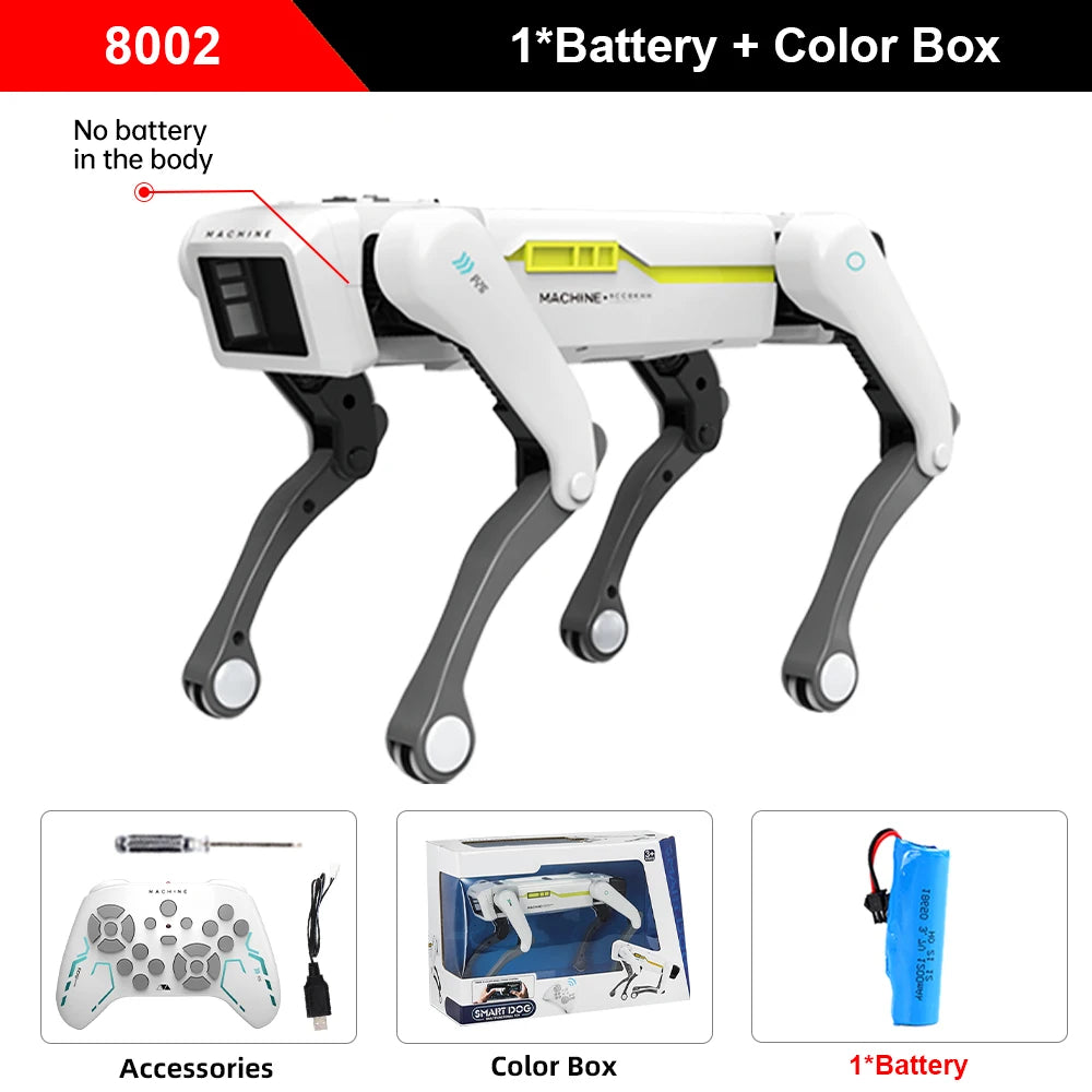 Teeggi Multifunktions-RC-mechanischer Hund, elektrischer RC, intelligenter Roboterhund mit Revolver, Lernspielzeug, bionisches intelligentes Roboter-Spielzeug, Geschenk