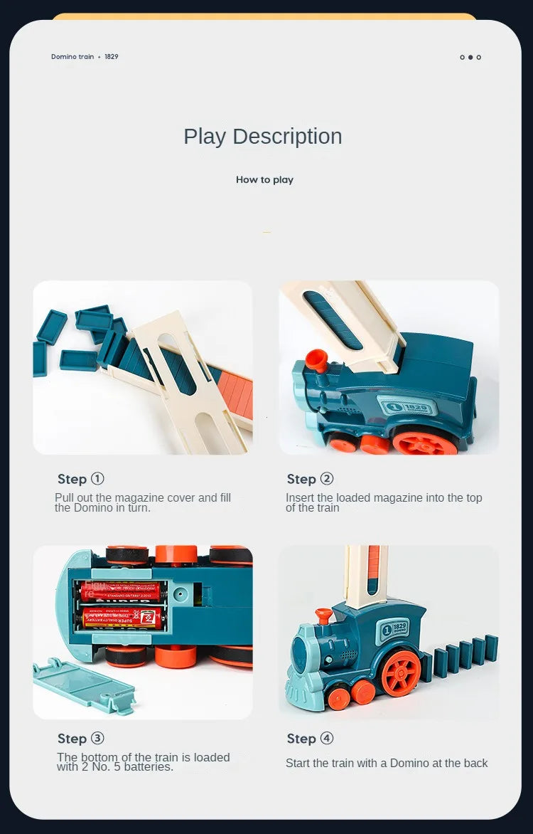 Automatische Verlegung Domino Zug Elektrische Auto Ziegel Blöcke Kits Kreative Spiele Intelligenz Pädagogisches DIY Spielzeug Kinder Geburtstag Geschenk