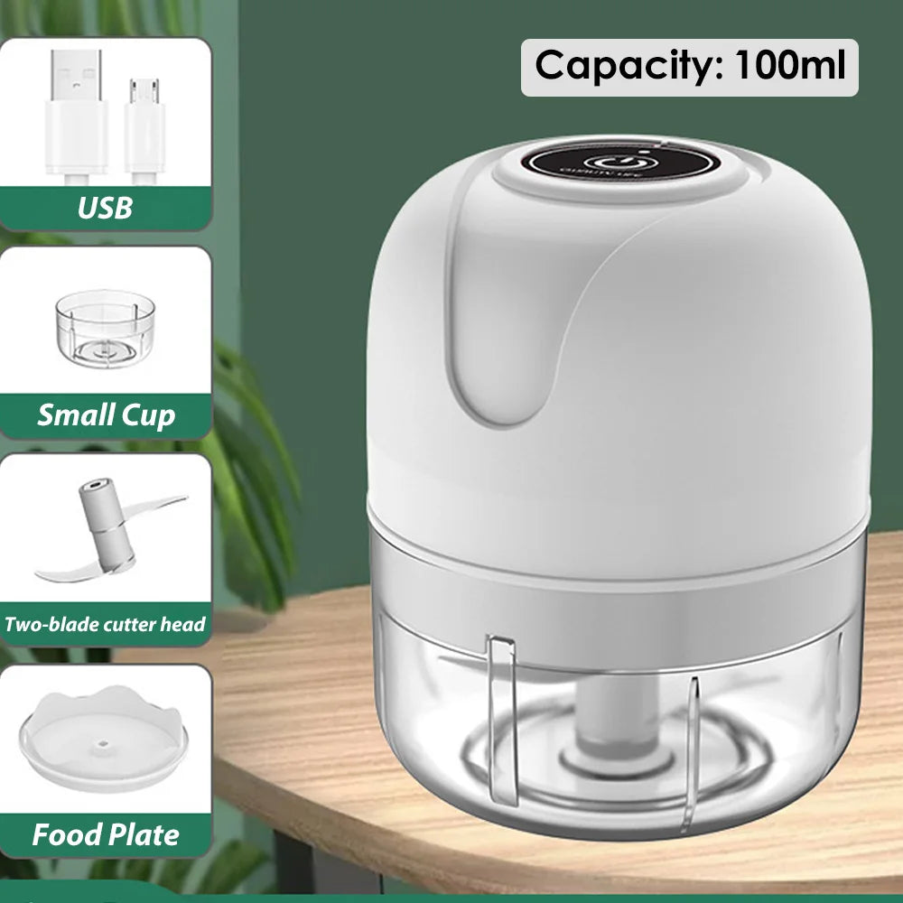 Mini-USB-Knoblauchpresse, kabellos, 100/250 ml, Gemüse-, Chili- und Fleischwolf, Küchenhelfer