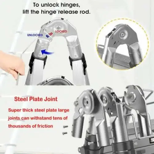 DayPlus Teleskopleiter, Klappleiter aus Edelstahl, tragbar, ausziehbar, Kapazität der Loft-Leiter, maximale Belastung 150 kg/330 lb, EN131