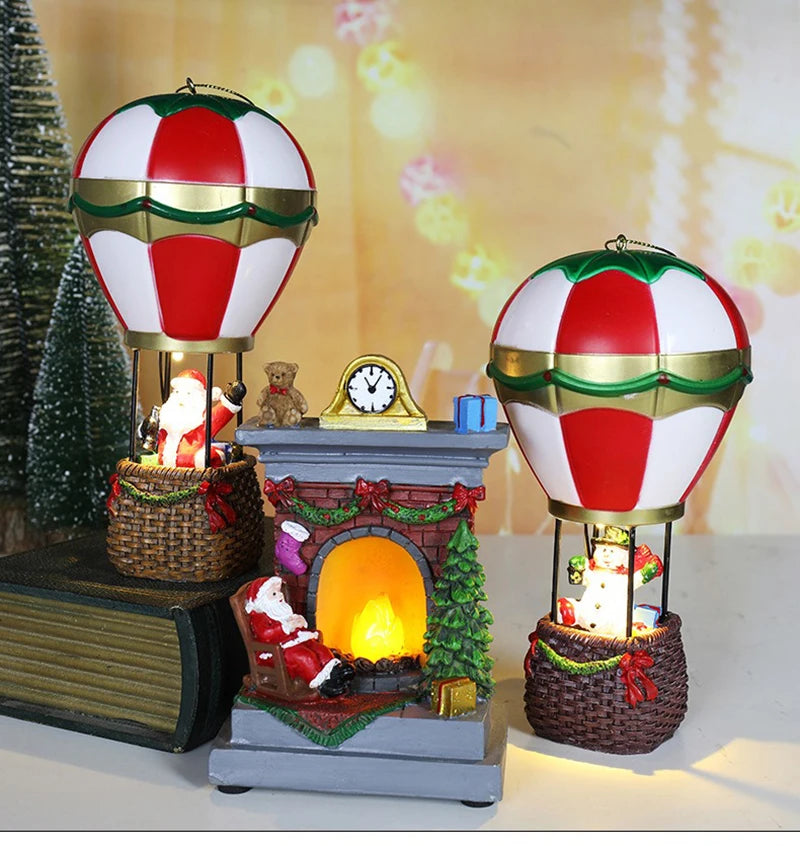 Weihnachten leuchtende Ornamente Weihnachtsmann Schneemann Kamin Harz LED Nachtlicht Weihnachtsdekoration Urlaub Kinder Spielzeug Geschenk