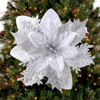 Weihnachts-Glitzerblumen, künstliche Blumen, Weihnachtsbaumschmuck für Zuhause, 2025, Baum-Anhänger, Ornamente, Navidad, Neujahr 2026, Geschenk