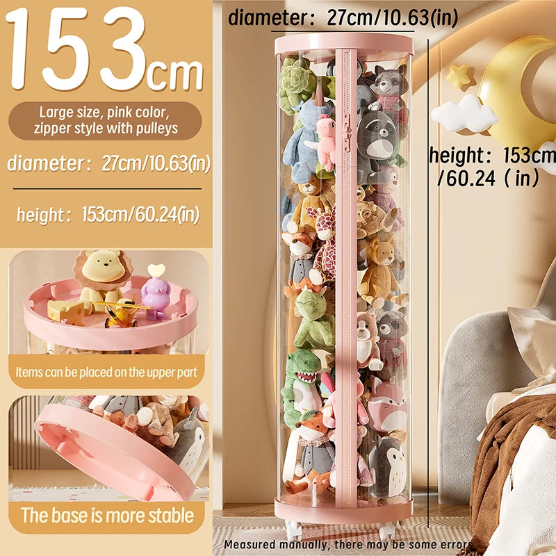 Transparente Puppe Lagerung Box Plüsch Spielzeug Organisation Spielzeug Lagerung Rohr DIY Zipper Bins Kind Weihnachten Geschenk kinder Spielzeug Organizer