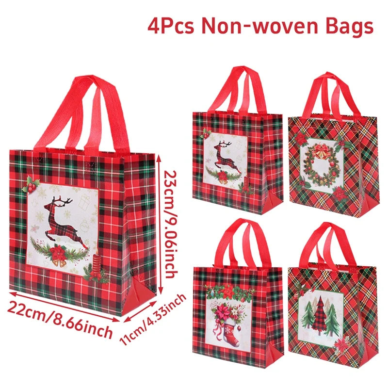 4 stücke Weihnachten Geschenk Taschen Weihnachten Party Dekoration Kinder Gefälligkeiten 2025 Weihnachten Santa Claus Handtaschen Navidad Natal Neue Jahr geschenk 2026
