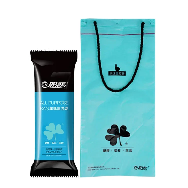 50 Stück Auto Einweg Müllsäcke, selbstklebende Müllhalter, Auto Interieur, Büro, Küche, Müll Aufbewahrung, Beutel biologisch abbaubar