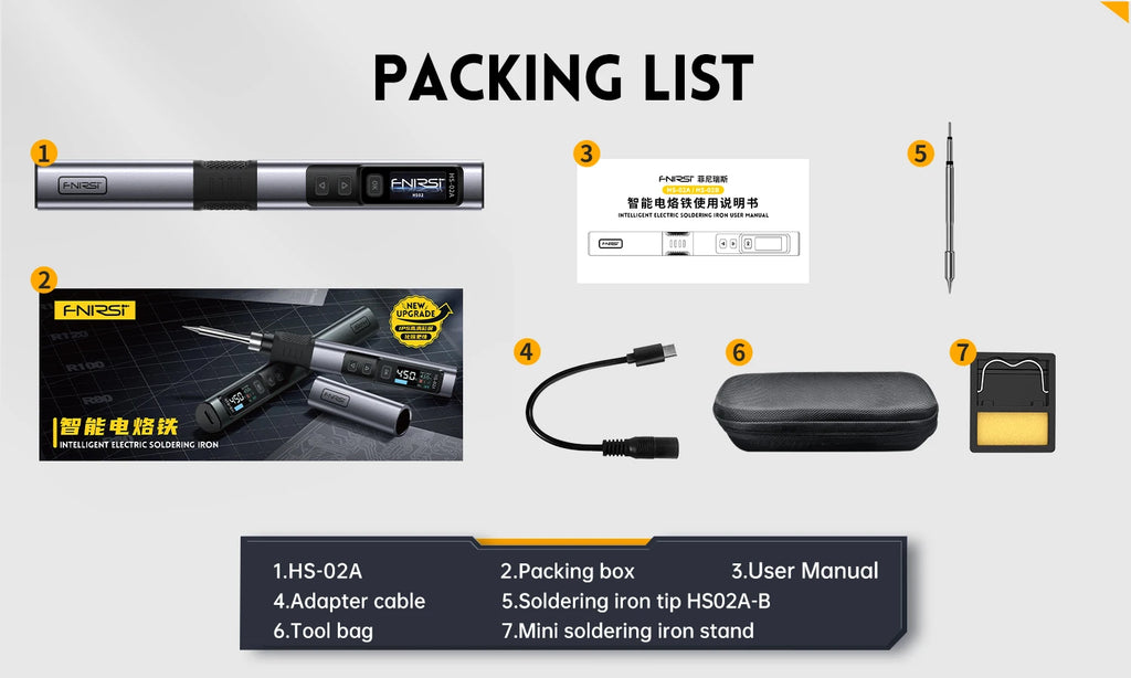 FNIRSI HS-02 Tragbares Wärme-Werkzeugkastenset, 100 W Leistung, einstellbare Temperatur, schnelle Erwärmung, Reparaturausrüstung, 100–450 ℃   für DIY-Reparatur