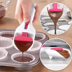 Non-Stick Cake Spoon with Push-Pull Mechanism, Easy Clean for Brownies Tarts Cookies, Home Professional Baking