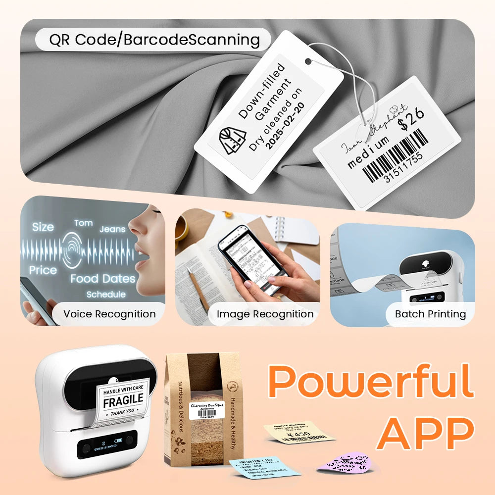 Imprimante d'étiquettes thermique Phomemo M220 75 mm pour codes-barres, adresses, courriers, dossiers, étiquettes pour téléphones et PC