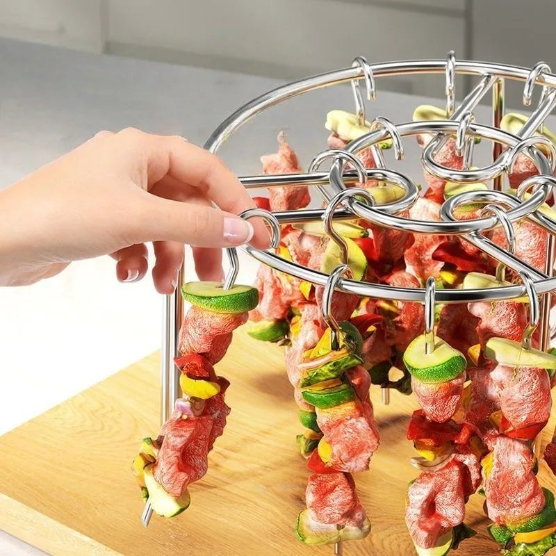 Edelstahl-Grillspieße für Heißluftfritteuse & BBQ – Vertikaler Grillrost, Gleichmäßige Hitze | 12–48 Stück