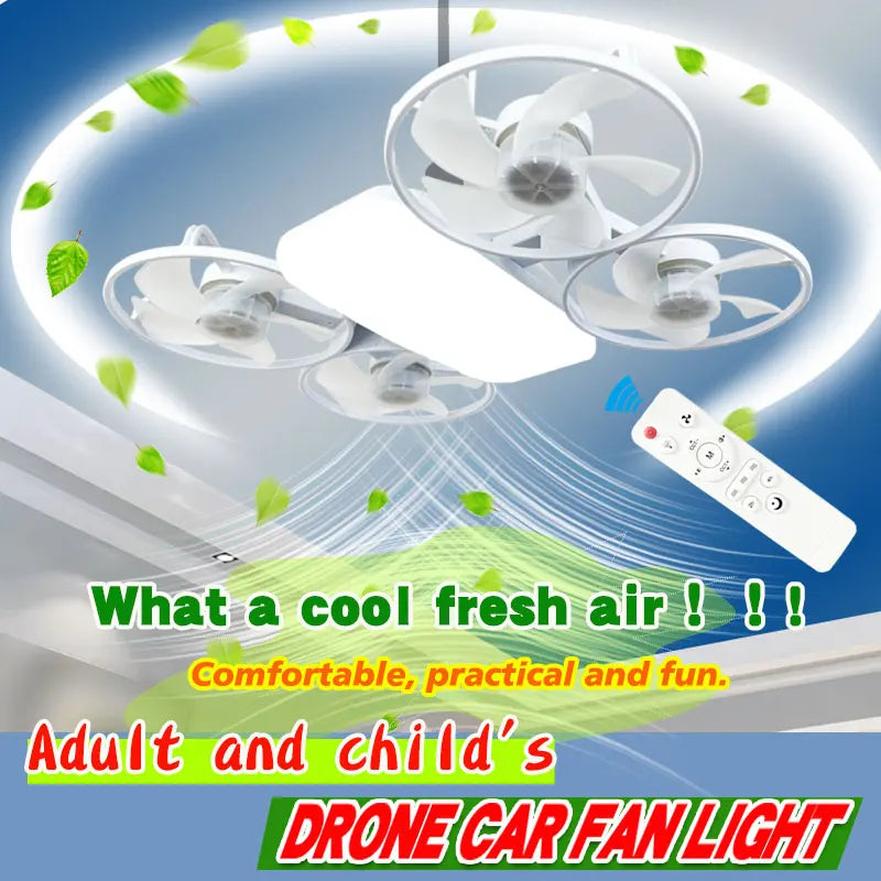 E27 LED-Deckenventilatorleuchte im Auto-Drohnenstil, moderne intelligente Fernbedienungsleuchte für Wohnzimmer, Schlafzimmer, Restaurant