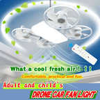 E27 LED-Deckenventilatorleuchte im Auto-Drohnenstil, moderne intelligente Fernbedienungsleuchte für Wohnzimmer, Schlafzimmer, Restaurant