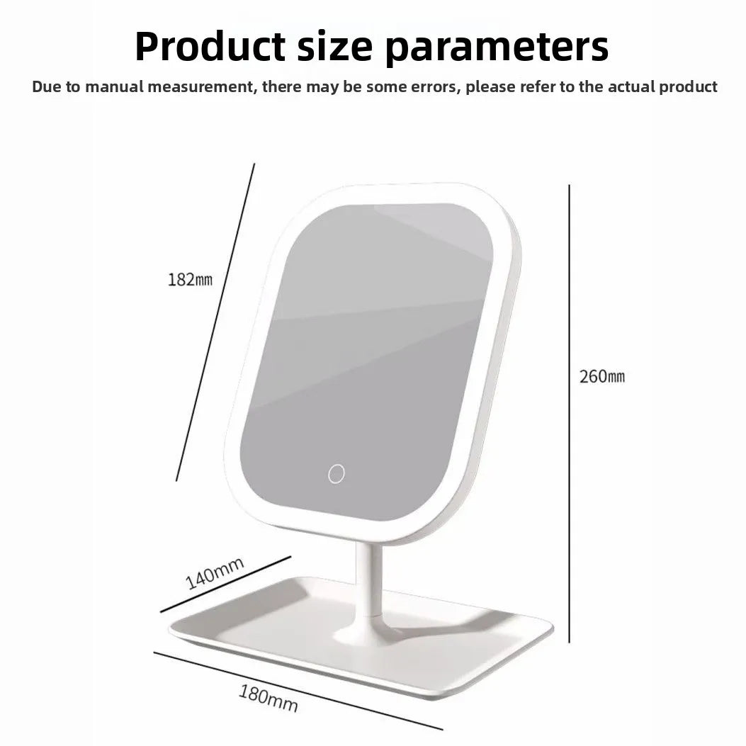 1 ~ 2 großer, quadratischer, drehbarer LED-Schminkspiegel – quadratischer Kosmetikspiegel mit verstellbarer Beleuchtung für Mädchenschlafsaal und den Heimgebrauch