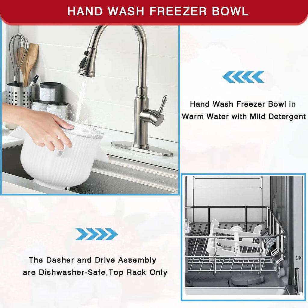 Eismaschinen-Aufsatz für KitchenAid-Standmixer – kompatibel mit 4,5/5QT- und 6QT-Modellen, 2-Liter-Schüssel zur Herstellung von Yogur