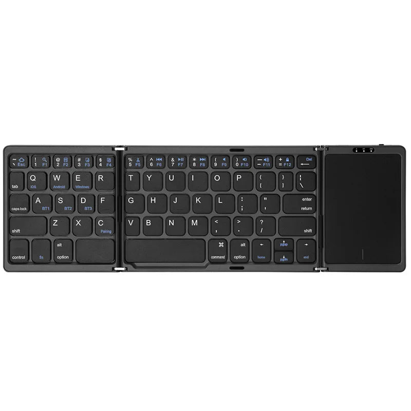 3-fach faltbare Tastatur, kabellose Mini-Tastatur, faltbare Dual-Bluetooth-Tastatur mit Touchpad für Windows, Android, iOS, iPad, Telefon
