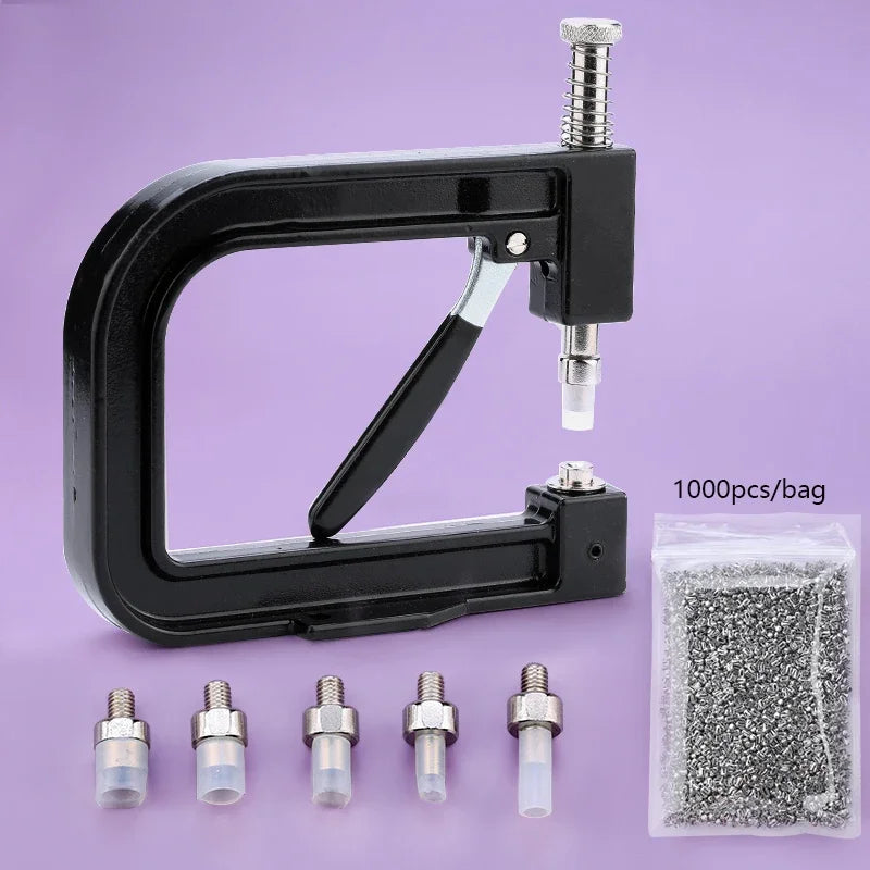 Perlen-Nieten-Setzmaschine für DIY – Halbperlen auf Kleidung, Taschen & Schmuck | inkl. 1000 Nieten