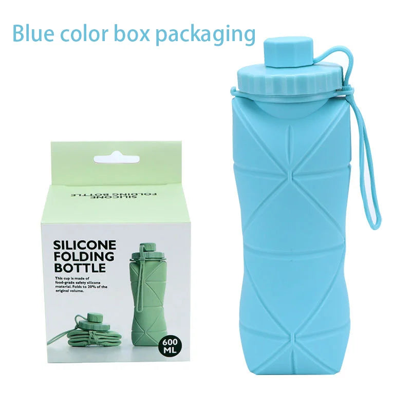 Zusammenklappbarer Silikonbecher, großes Fassungsvermögen, 600 ml, für Outdoor-Reisen, Sport, tragbar, hochtemperaturbeständig, Wasserbecher in Lebensmittelqualität