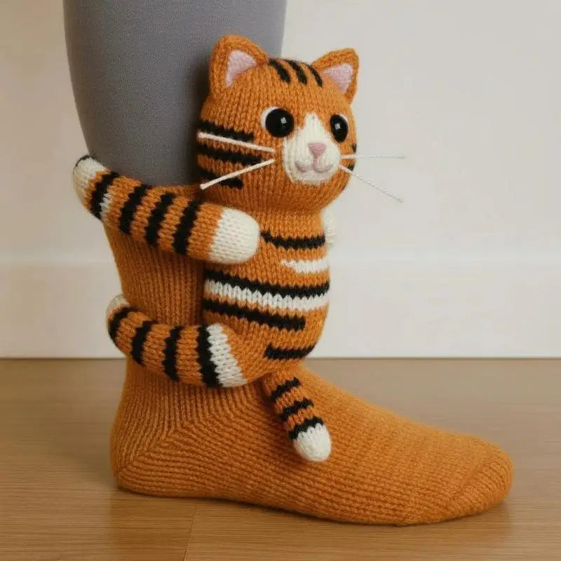 Neue 3D Stricken Tier Socken Hand Gehäkelte Doppel Schicht Neuheit Boden Socken Anti-Schweiß Warme Winter Socken Erwachsene Kind weihnachten Geschenk