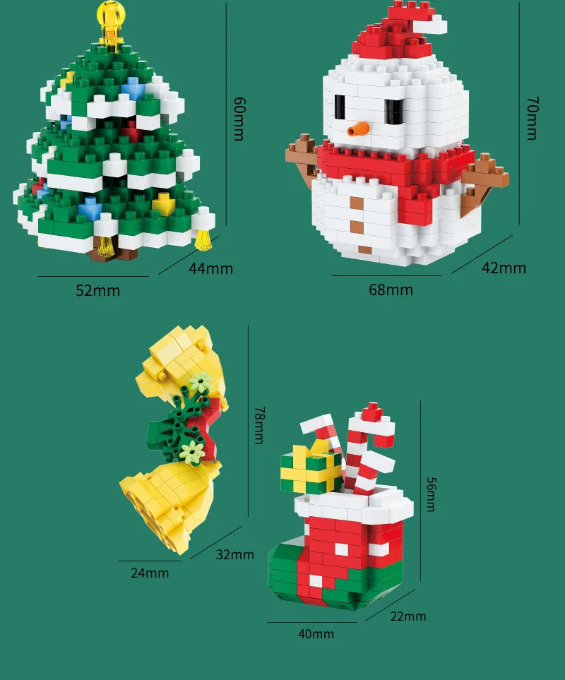 Weihnachtsgeschenke Micro Baustein DIY Domino Spiel Weihnachtsmann Rentier Urlaub Puzzle Montage Ziegel Tischdekoration Spielzeug