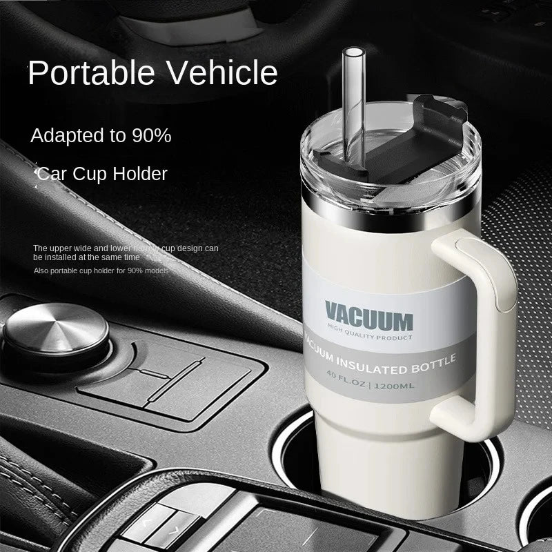40-Unzen-Autobecher, isolierter Strohbecher aus Edelstahl 304, Eisbecher, Auto-Wasserbecher