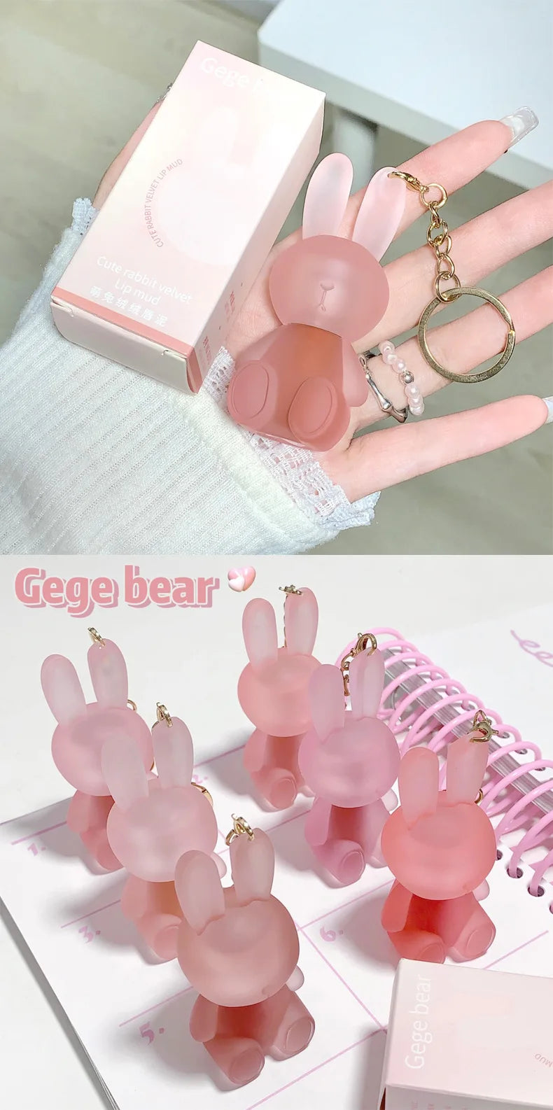 Niedlichen Kaninchen Samt Lippen schlamm matt Sommer Lip gloss Parität Lippenstift Student Make-up Kosmetik