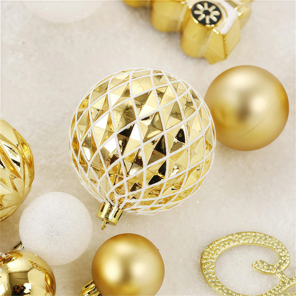 65PCS Champagner Gold Weihnachten Ball Dekorationen Matt Glänzend Wasser Welligkeit Design Weihnachten Kugeln Weihnachten Baum Ornamente Wohnkultur