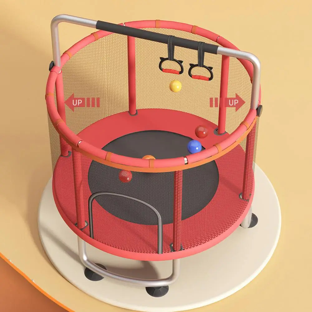 Kindertrampolin, verstellbares Kleinkindtrampolin mit Basketballkorb, Schaukel, Sandsack, Ozeanbälle, Trampolin mit Netz