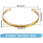 4er Set C-förmige Manschettenarambänder aus Edelstahl – DIY Schmuck