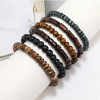 6PCS Wodeen Geflochtenes Wrap Lederarmband für Männer Vintage Leben Holzperlen Mode Männliche Armband