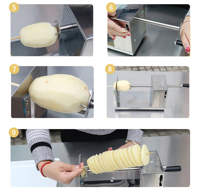 Kartoffelschneider Tornado, halbautomatische Dehnspirale aus dickem Edelstahl, manuelle Schneidemaschine, französische Frittiermaschine, Gemüseschneider