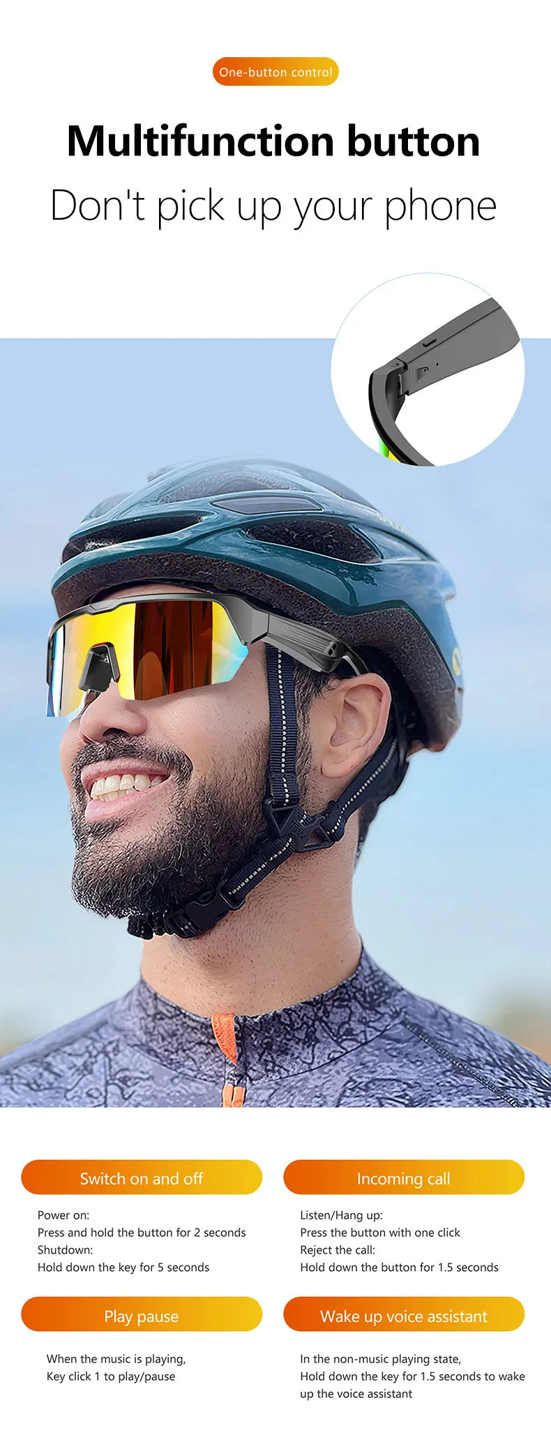 Radfahren Bluetooth Smart Brille, Technologie Audio Anruf, Remote Headset, Sonnenbrille, Sport Fahren, Musik Ohrhörer, Kopfhörer