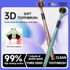 3D-Handzahnbürste Dreiseitige U-förmige weiche Zahnbürste für die umfassende Mundreinigung für Erwachsene (Farbe zufällig)
