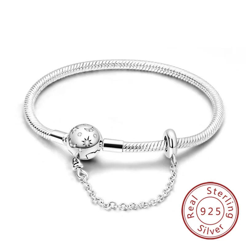 Original-Armband aus 925er-Sterlingsilber, 17–20 cm, Liebesherz, Pavé-Zirkonia-Armband für Frauen, DIY-Charm-Schmuck, Geschenke