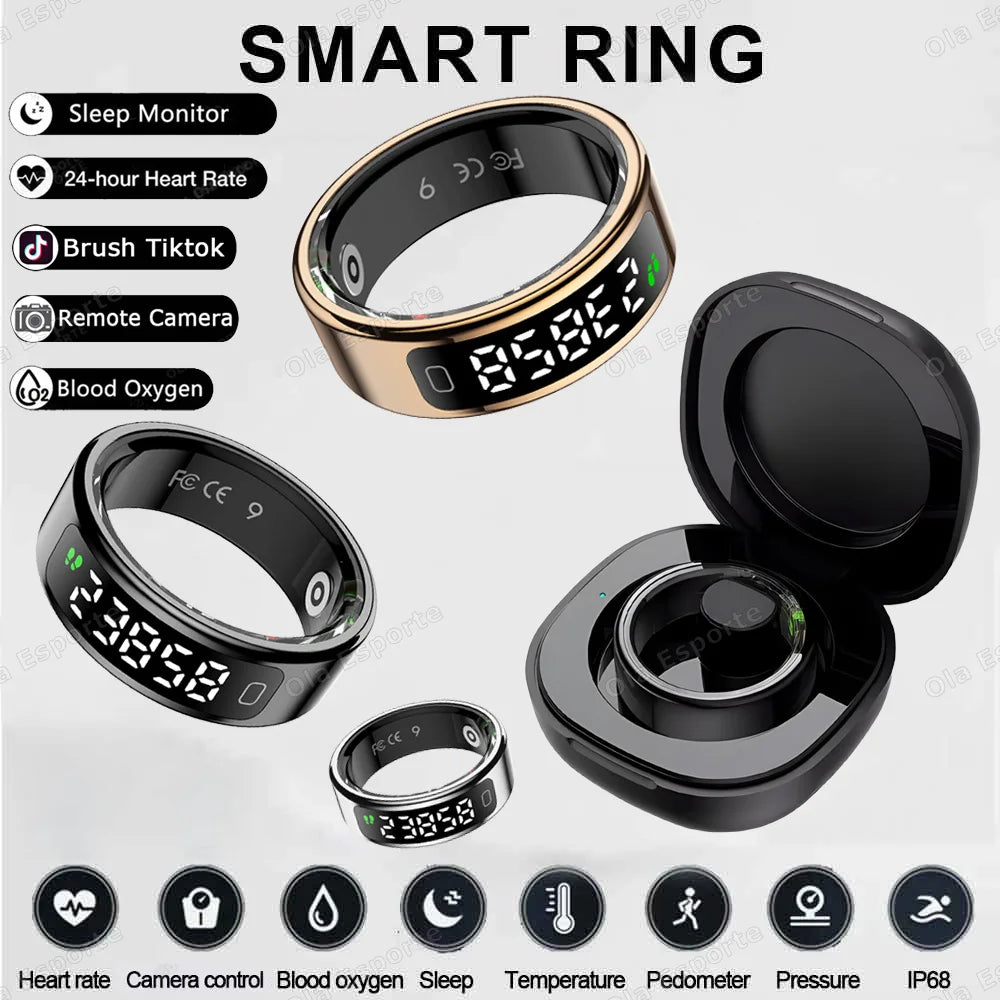 Neue R11 Smart Ring Männer Frauen LED Display Bildschirm Herzfrequenz Blut Sauerstoff Überwachung Wasserdichte Multi Sport Modi Smartrings 2025