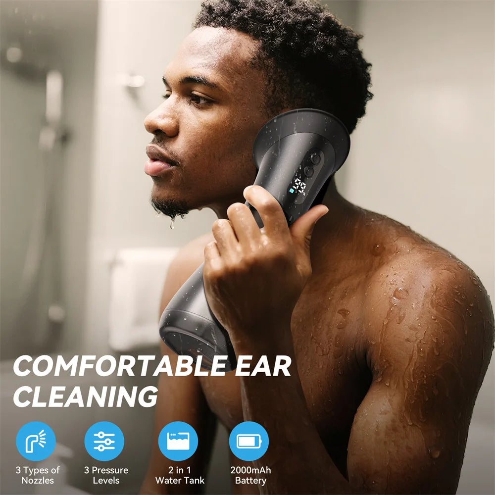 Wasserbetriebenes Ohrenreinigungsgerät mit Spülspüler, elektrisches Ohrenschmalz-Entfernungssystem, 11 Spitzen, 3 Druckeinstellungen für saubere Geräte