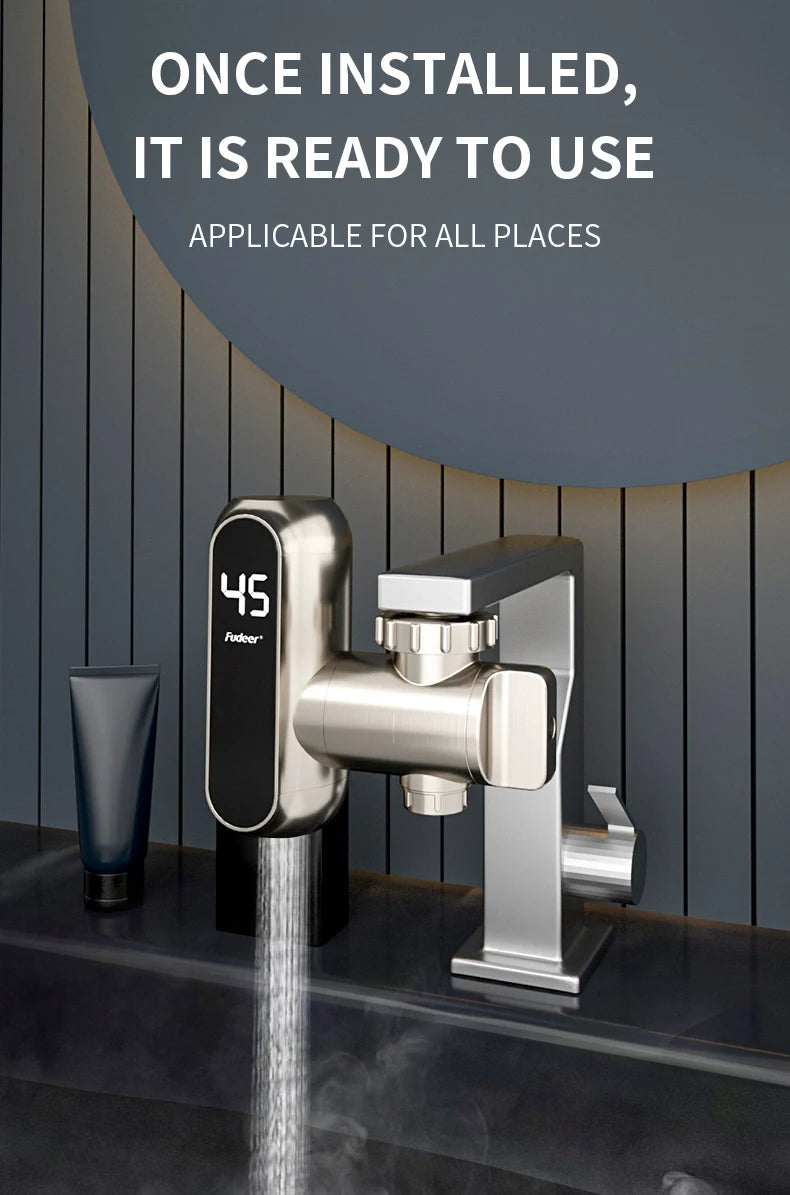 Fudeer 3400 W 220 V Elektrische Küche Warmwasserbereiter Wasserhahn Instant Hot Edelstahl Wasserhahn Heizung Kaltheizung Wasserhahn