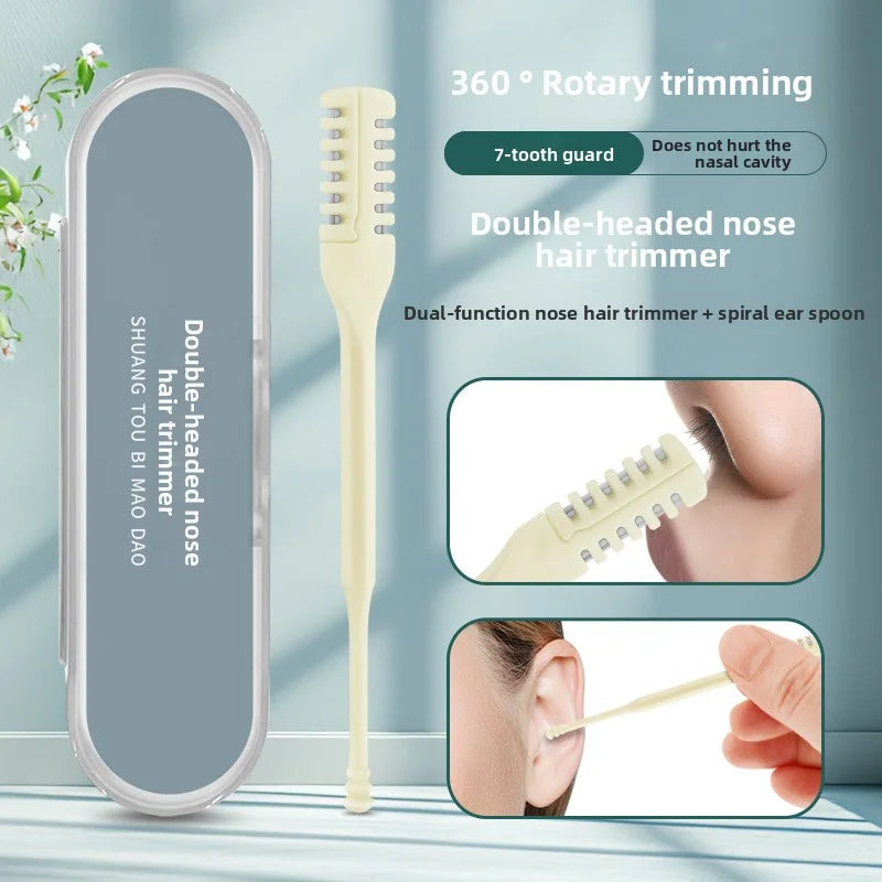 2-in-1-Nasenhaarschneider, 6 Stück Nasenloch-Haarentferner-Werkzeug, doppelseitiges Nasenhaarmesser, manuell 360 °   Rotierender Nasenhaarschneider