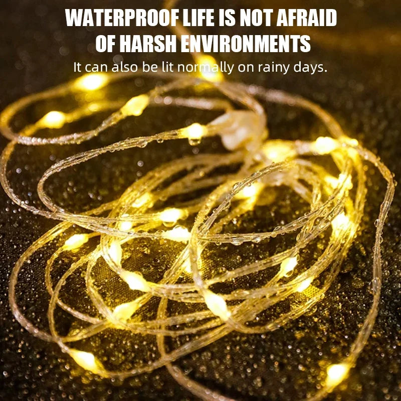 LED-Lichterkette, tragbar, Camping-Lichter, 1800 mAh, wiederaufladbar, 8 m, Außenatmosphäre, Zelt, Hochzeit, Weihnachten, Dekor, Streifen, Sternlampe