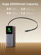 UGREEN Nexode 165W Power Bank 20000mAh Chargeur Portable 100W Max PD3.0 Batterie Externe Câble Intégré pour Ordinateur Portable Téléphone Portable