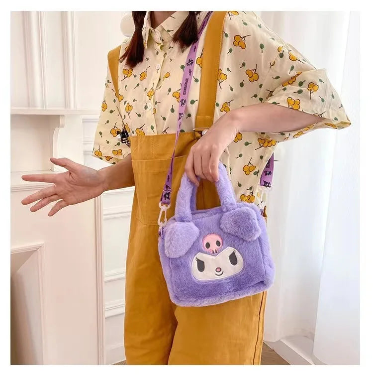 Hello Kitty Sanrio Plüschtasche Kuromi Melody Cartoon Anime Tragbare Handtasche Umhängetasche Kosmetik Kawaii Aufbewahrungstasche Damen Mädchen Geschenk