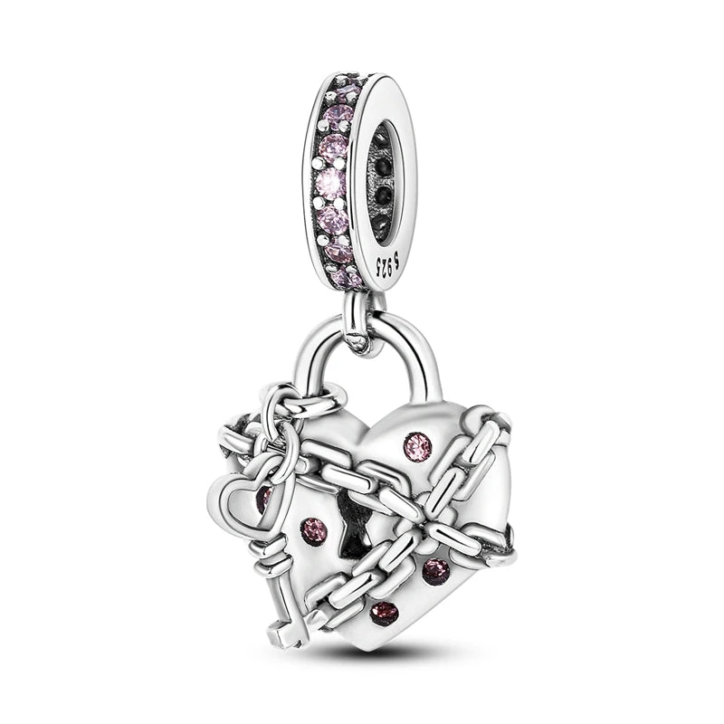 Rosa Charms Original 925 Sterling Silber Herz Schleife Parfüm Flasche Charms Perlen Anhänger Fit Armband DIY Frauen Schmuck Machen