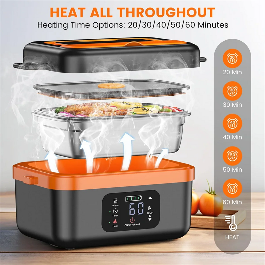 A07R Cordless Electric Lunch Box With 16000Mah Battery Rechargeable Self-Heating Food Warmer For Work/Travel Car/Office Us Plug