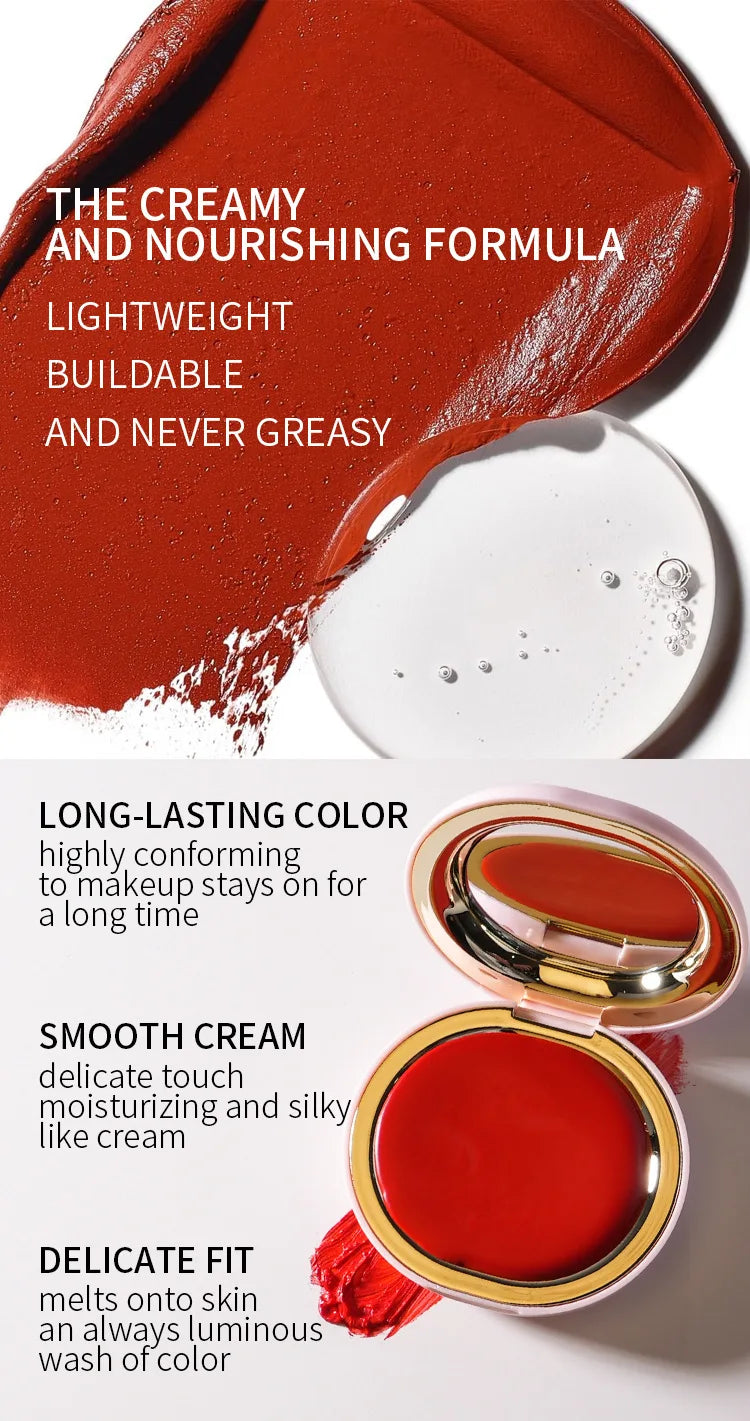 Mehrzweck-Lippen- und Wangencreme aus Samt – natürliche Nude-Rouge-Tönung, aufbaubare, feuchtigkeitsspendende Formel für einen makellosen Look ohne Make-up