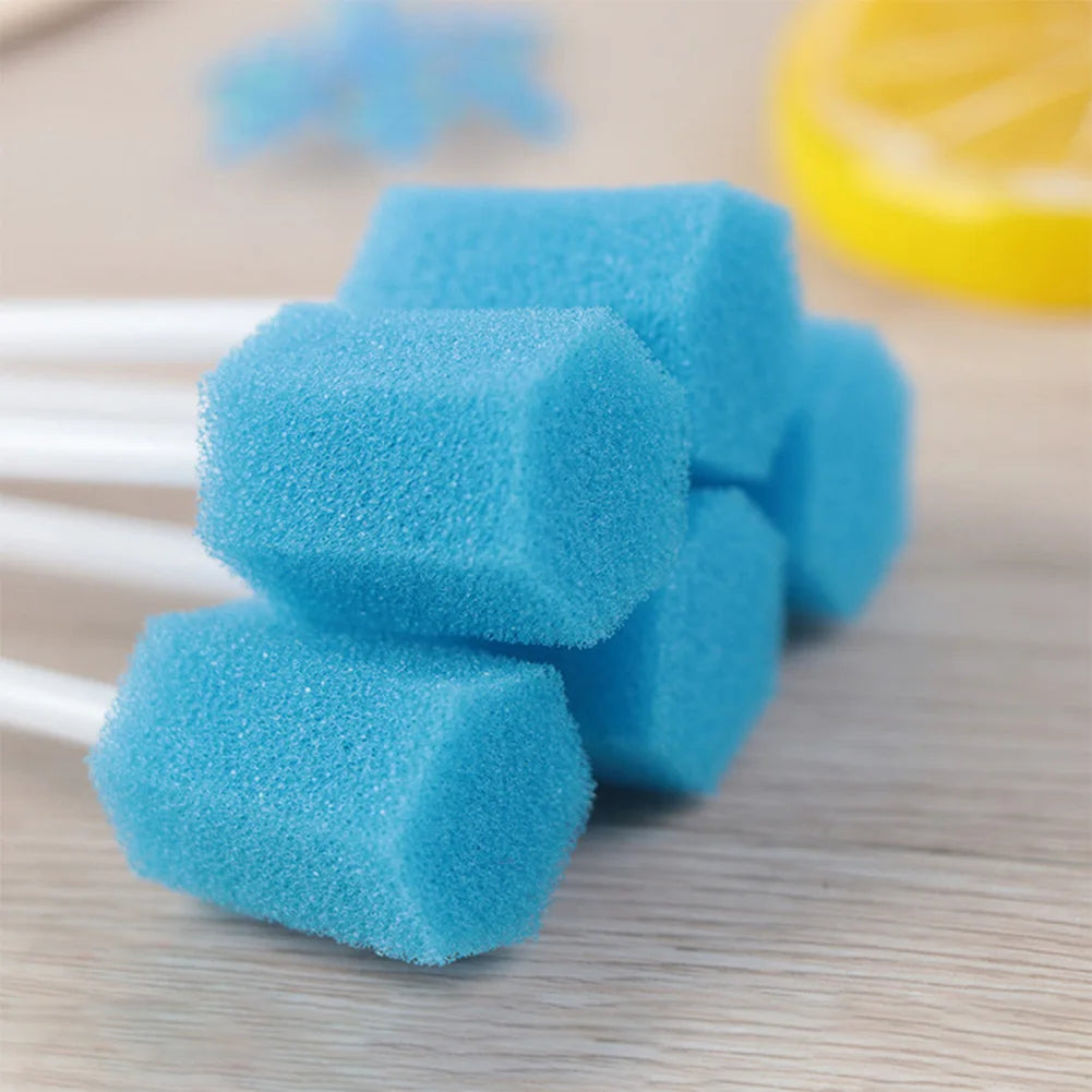 100Pcs Einweg Mundpflege Schwamm Tupfer Zahn Reinigung Mund Tupfer Mit Stick Schwamm Kopf Reinigung Reiniger Tupfer