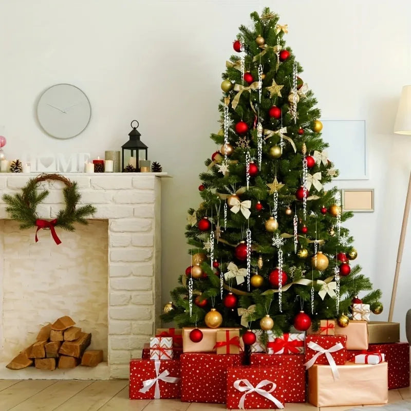 24 Stück klare Eiszapfen-Girlande – elegante hängende Eissäulen, schwere Drop-Dekorationen in verschiedenen Größen für Weihnachtsbaum, Weihnachtsgeschenke