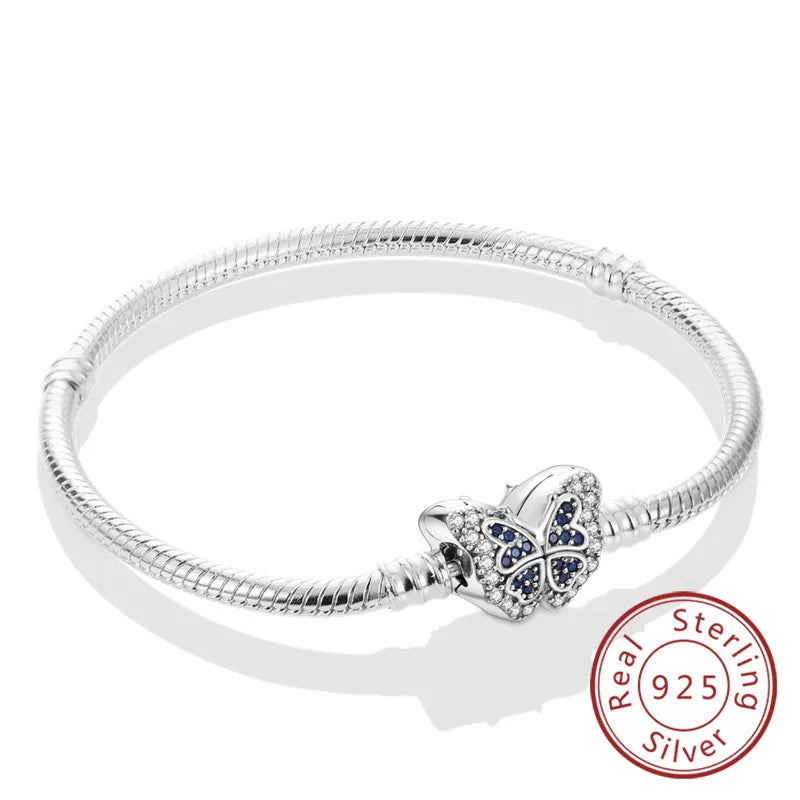 Original-Armband aus 925er-Sterlingsilber, 17–20 cm, Liebesherz, Pavé-Zirkonia-Armband für Frauen, DIY-Charm-Schmuck, Geschenke