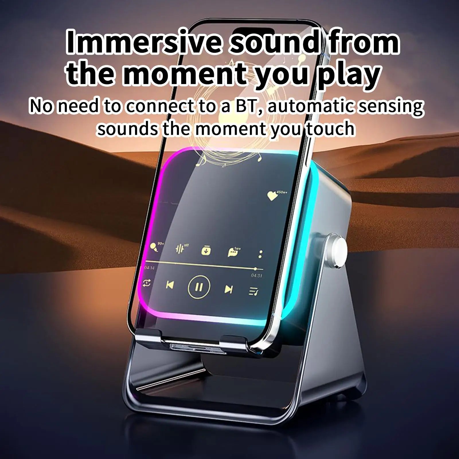 5-in-1 Smartphone-Halter mit Bluetooth-Lautsprecher & kabellosem Laden